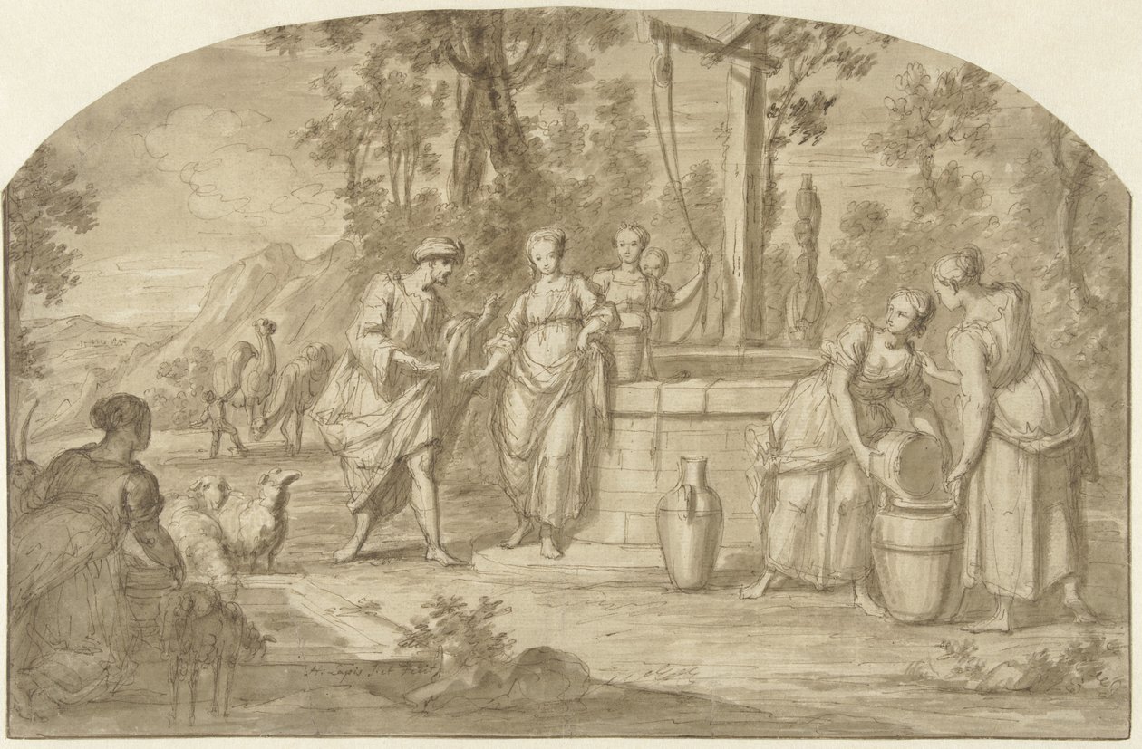 Eliezer and Rebekah at the Well by Hieronymus Lapis