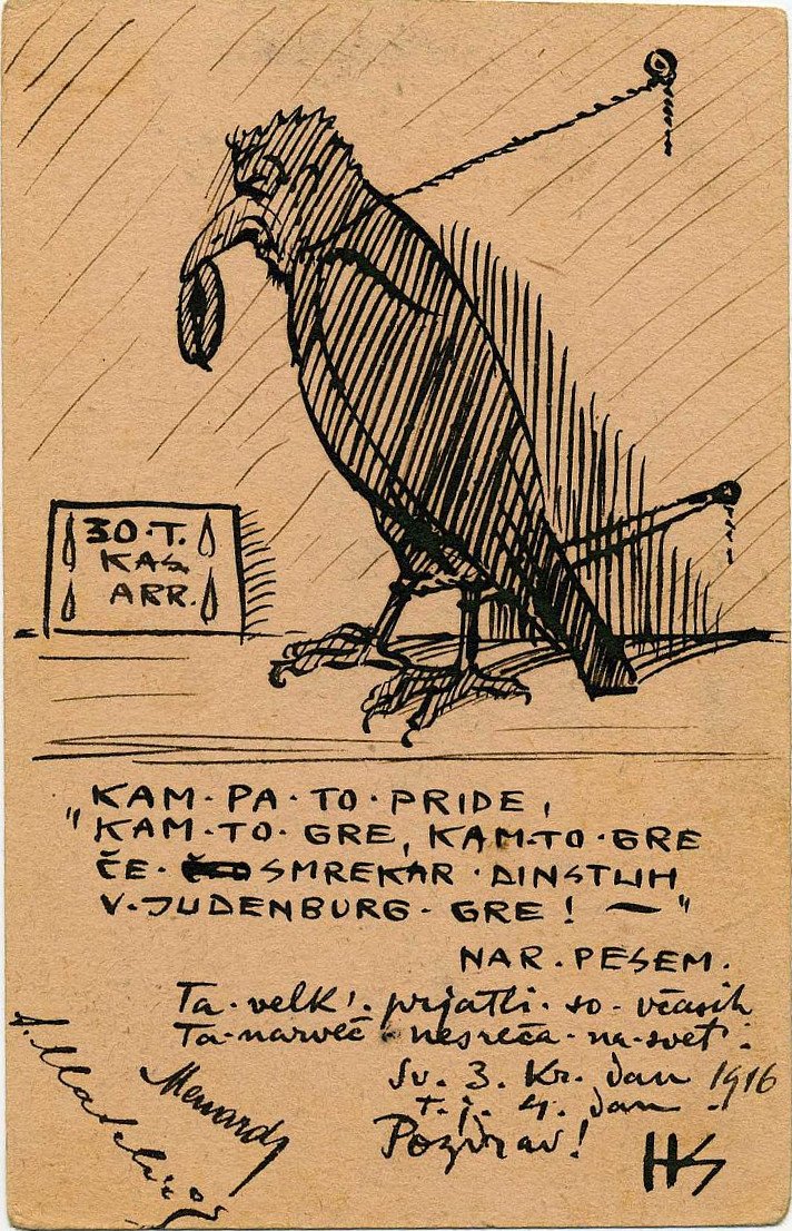 Self-caricature as a Bird by Hinko Smrekar