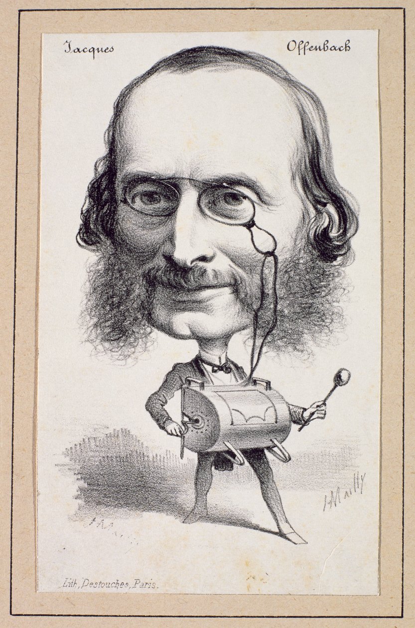 Portrait of Jacques Offenbach (1819-80) engraved by Paul Emile Destouches (1794-1874) by Hippolyte Mailly