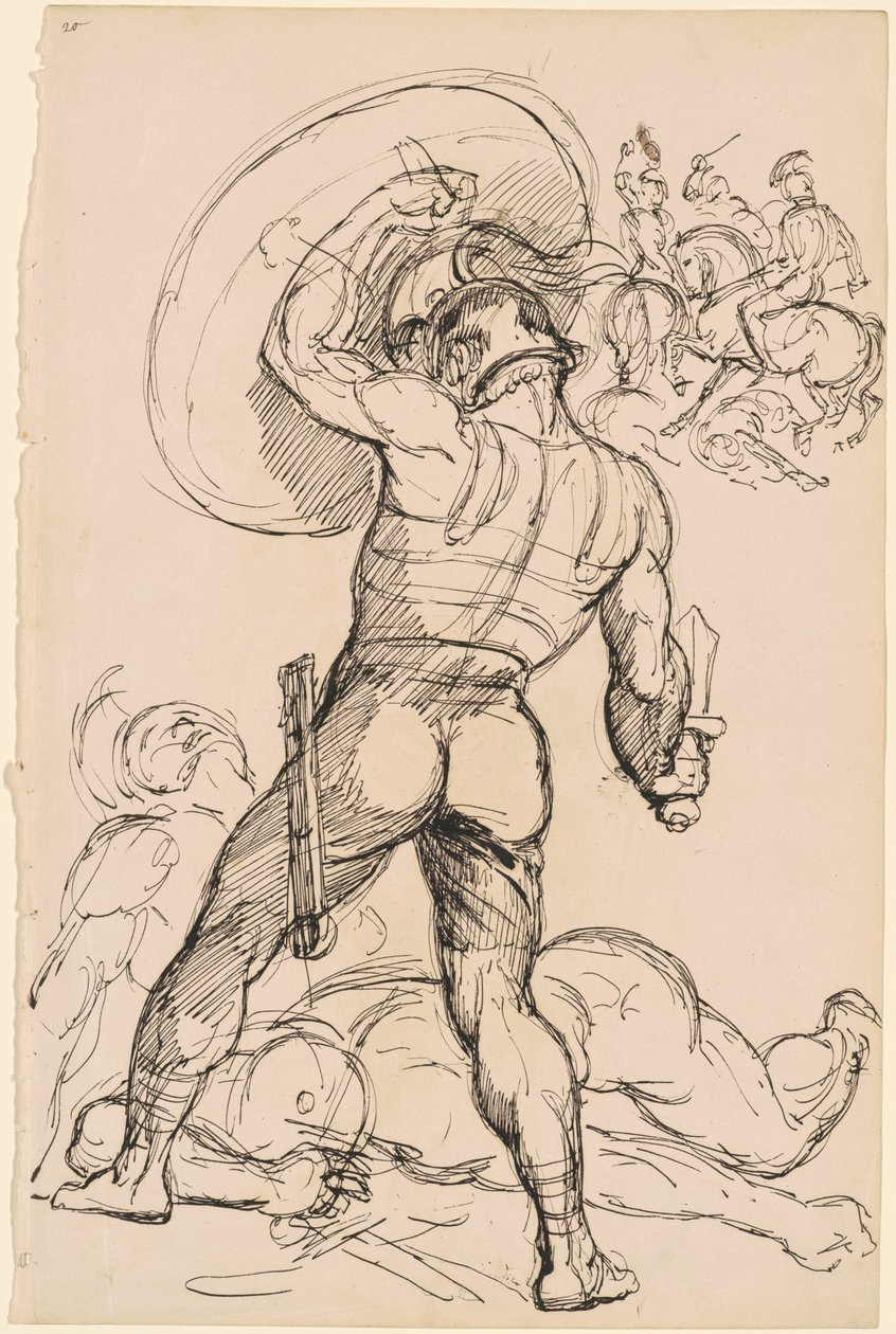 An Ancient Roman Warrior in Battle by Hippolyte Lalaisse