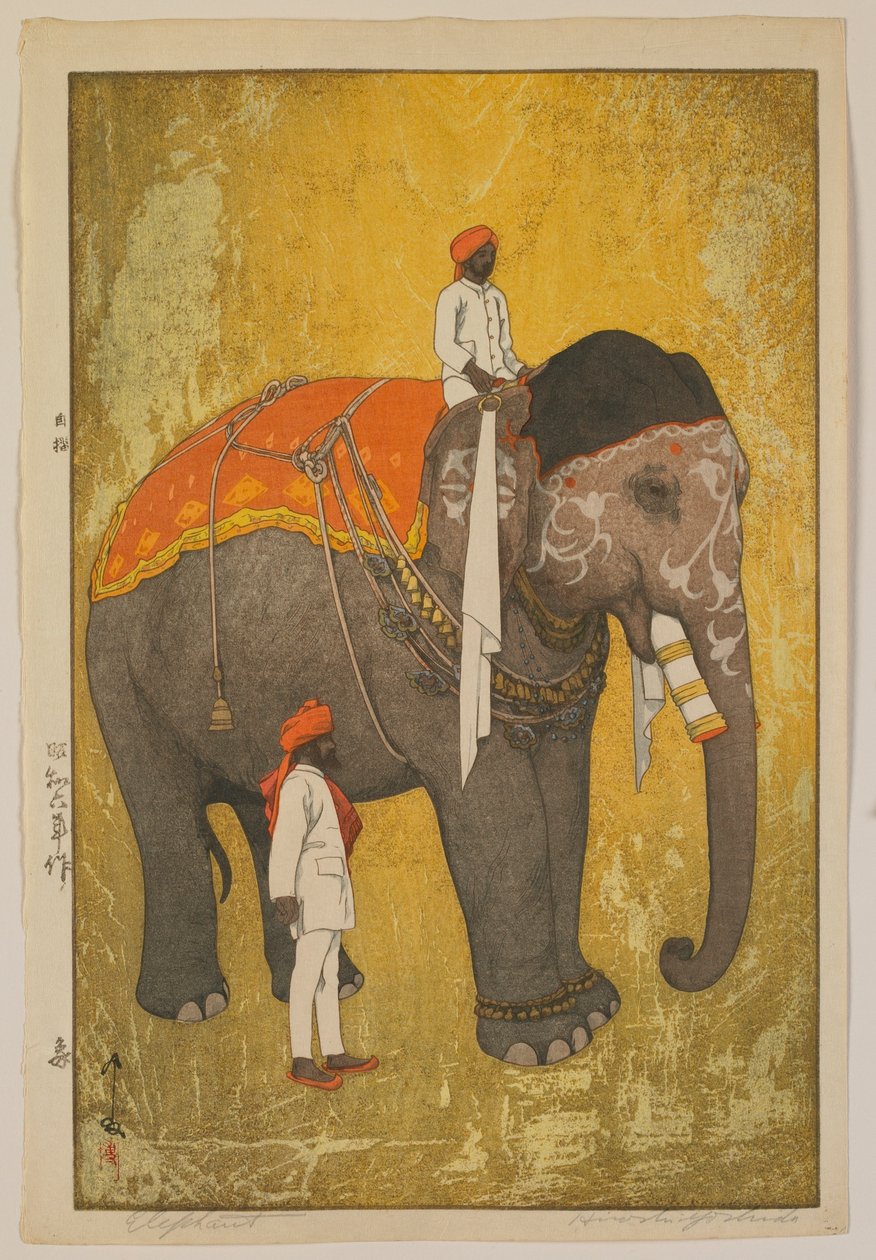 Elephant, Showa era by Hiroshi Yoshida