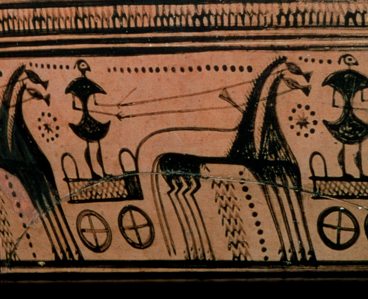 Urn depicting a charioteer, Geometric by Hirschfeld painter