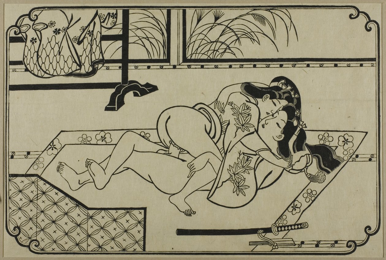 A Sheet from a Shunga Album by Hishikawa Moronobu