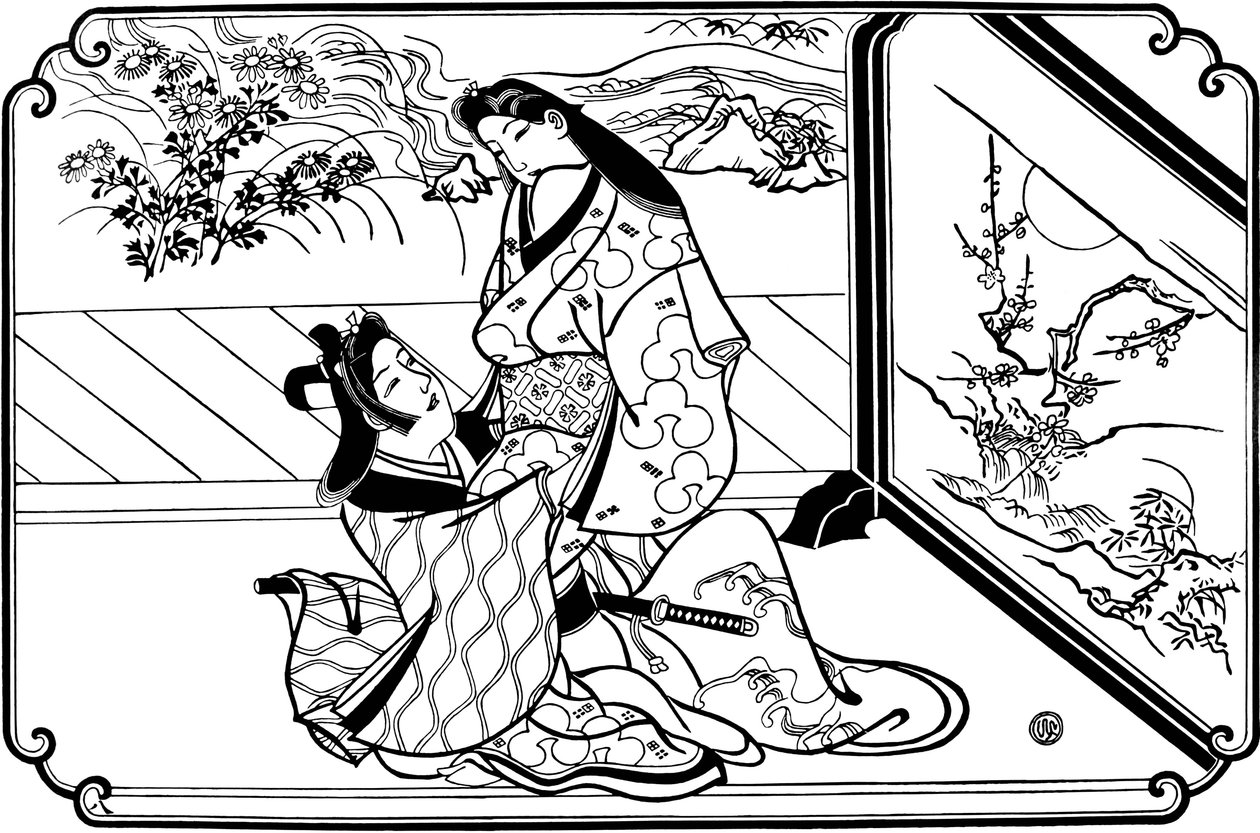 Behind the Screen by Hishikawa Moronobu