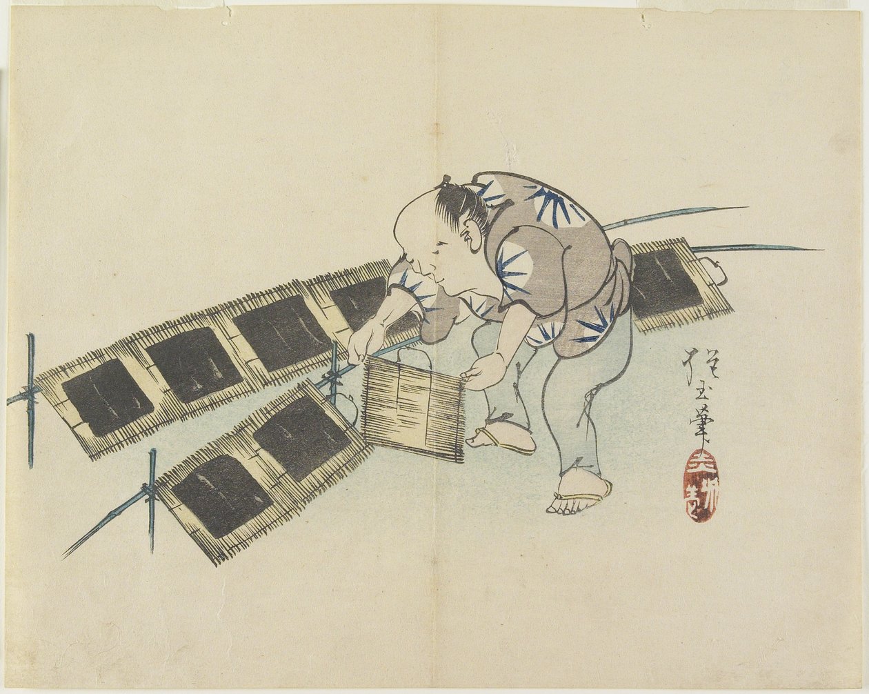 (Drying Laver), c. 1830 by Hogyoku