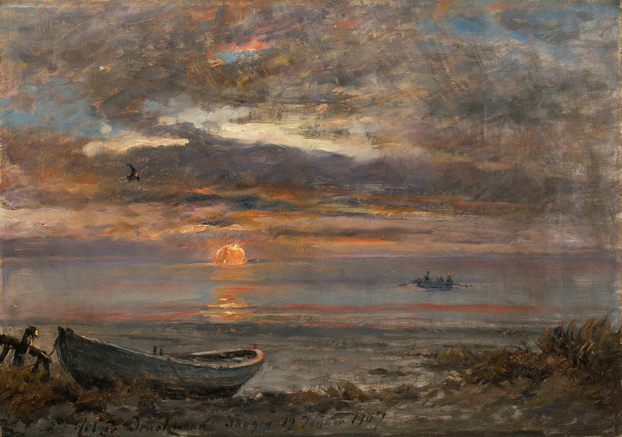 Sunset on a January day at Skagen by Holger Drachmann