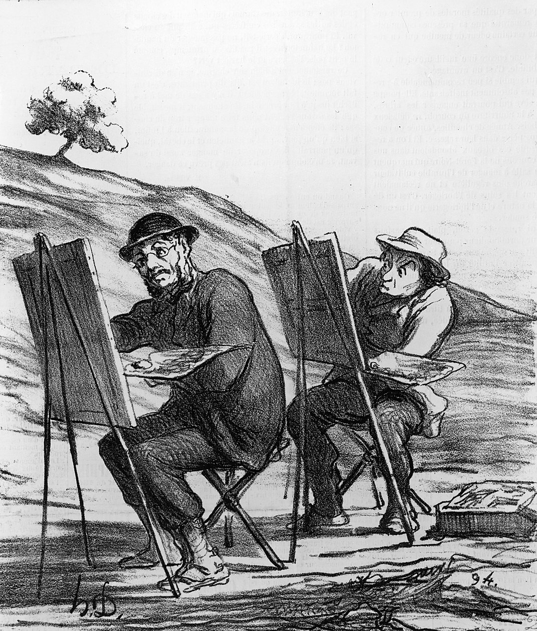 Cartoon Lampooning Landscape Painters by Honoré Daumier