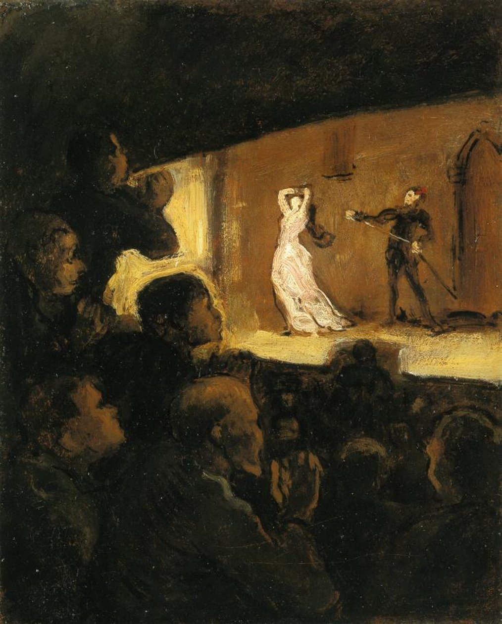 In the Theatre, 1860-64 by Honoré Daumier