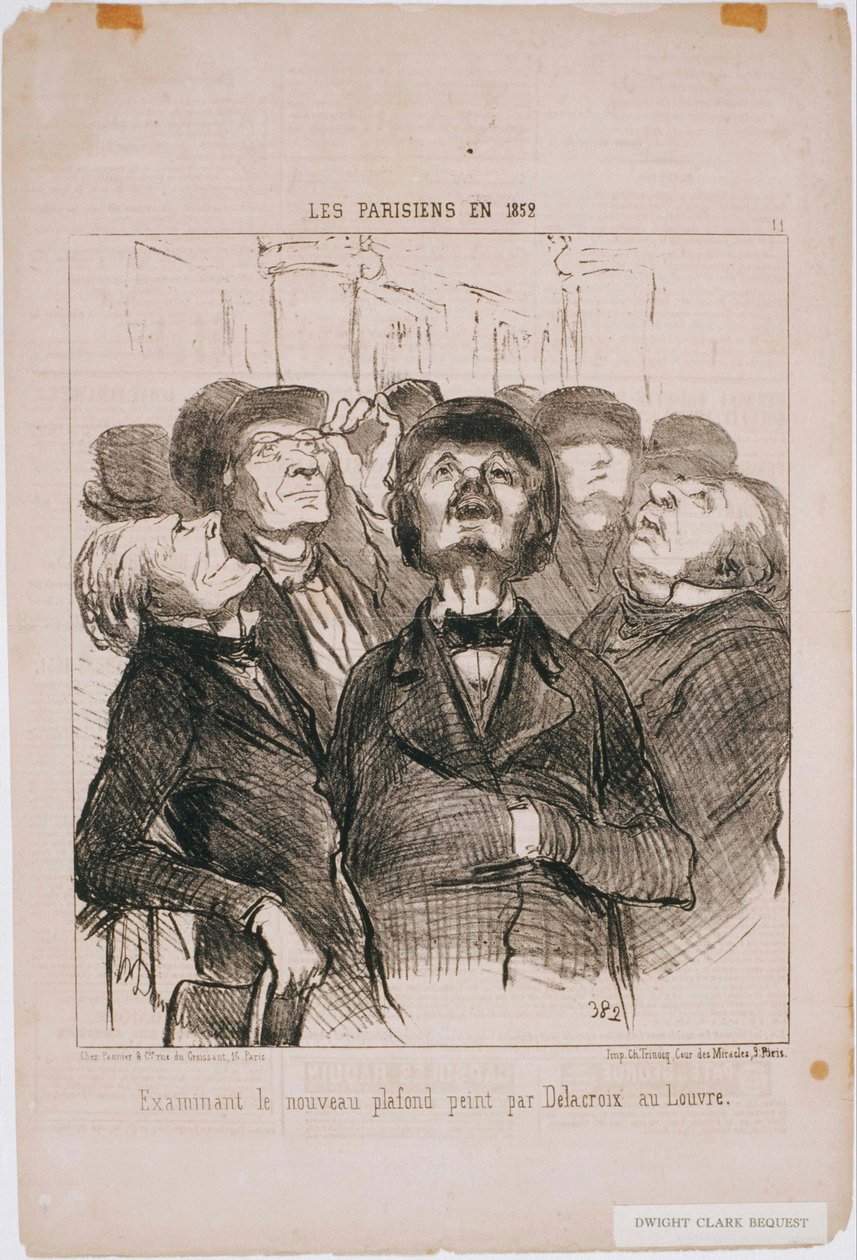 The Parisians in 1852 - Examining the new ceiling...By Delacroix by Honoré Daumier