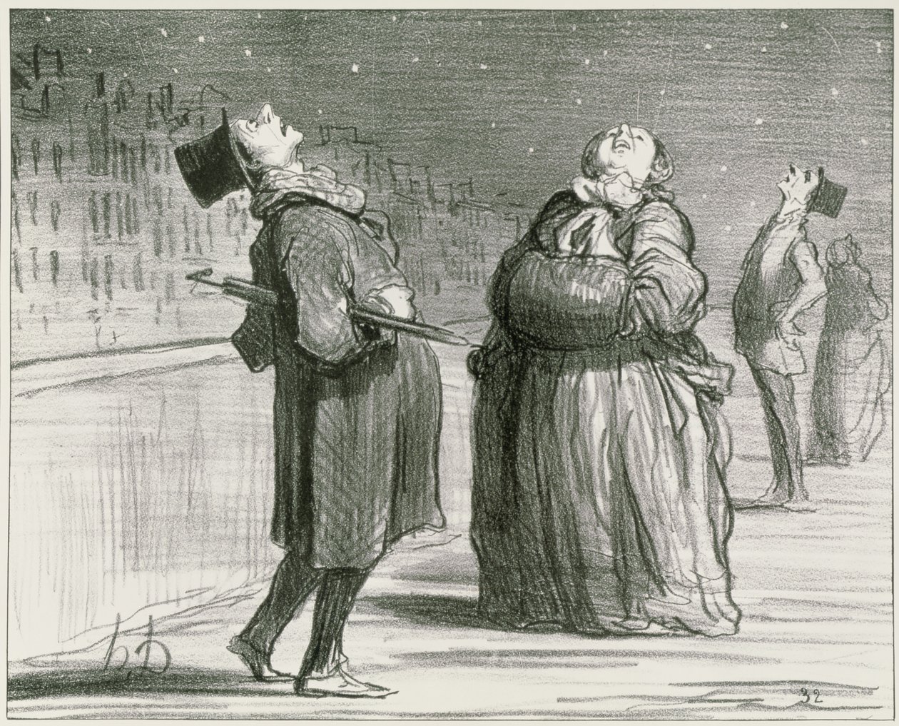 Parisians waiting for the arrival of the famous comet, plate 370, illustration from 