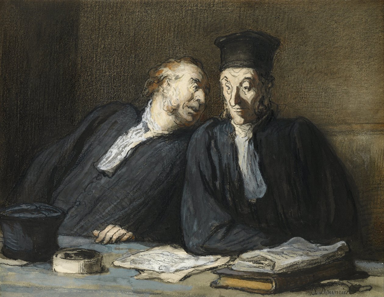 Two Lawyers Conversing by Honoré Daumier