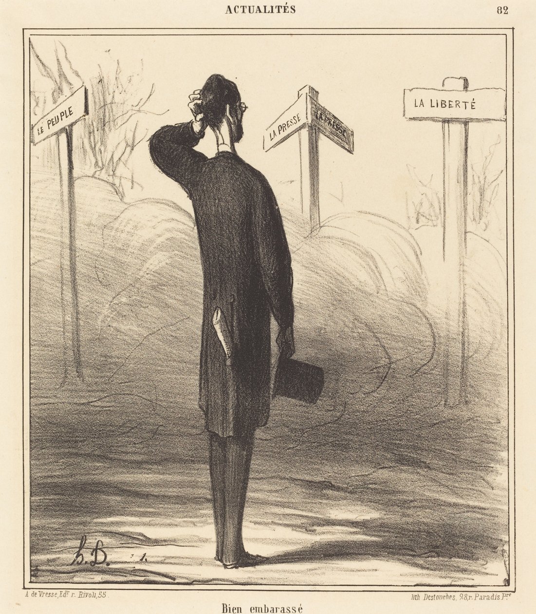 To the Right or to the Left? by Honoré Daumier