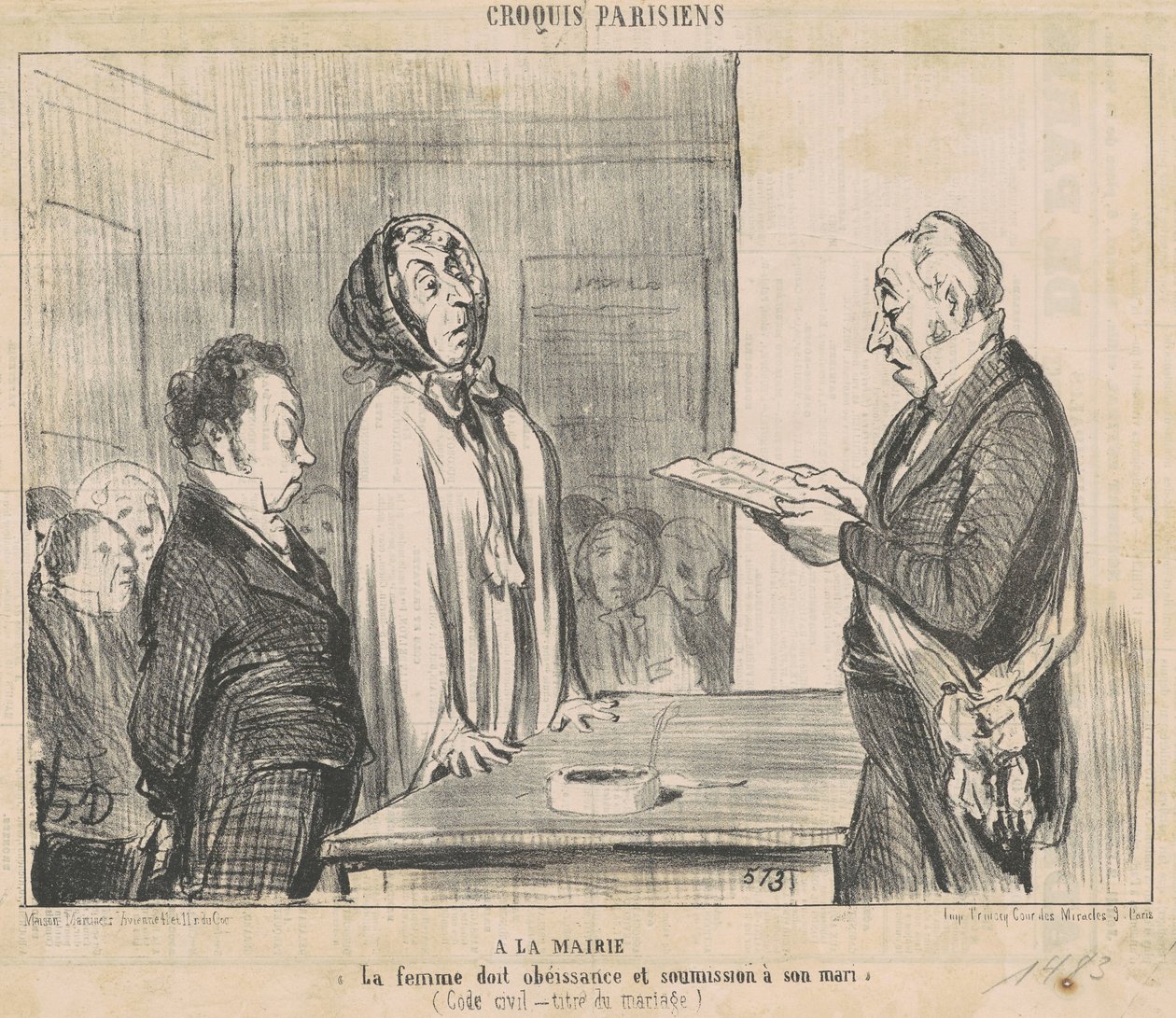 At the Town Hall by Honoré Daumier