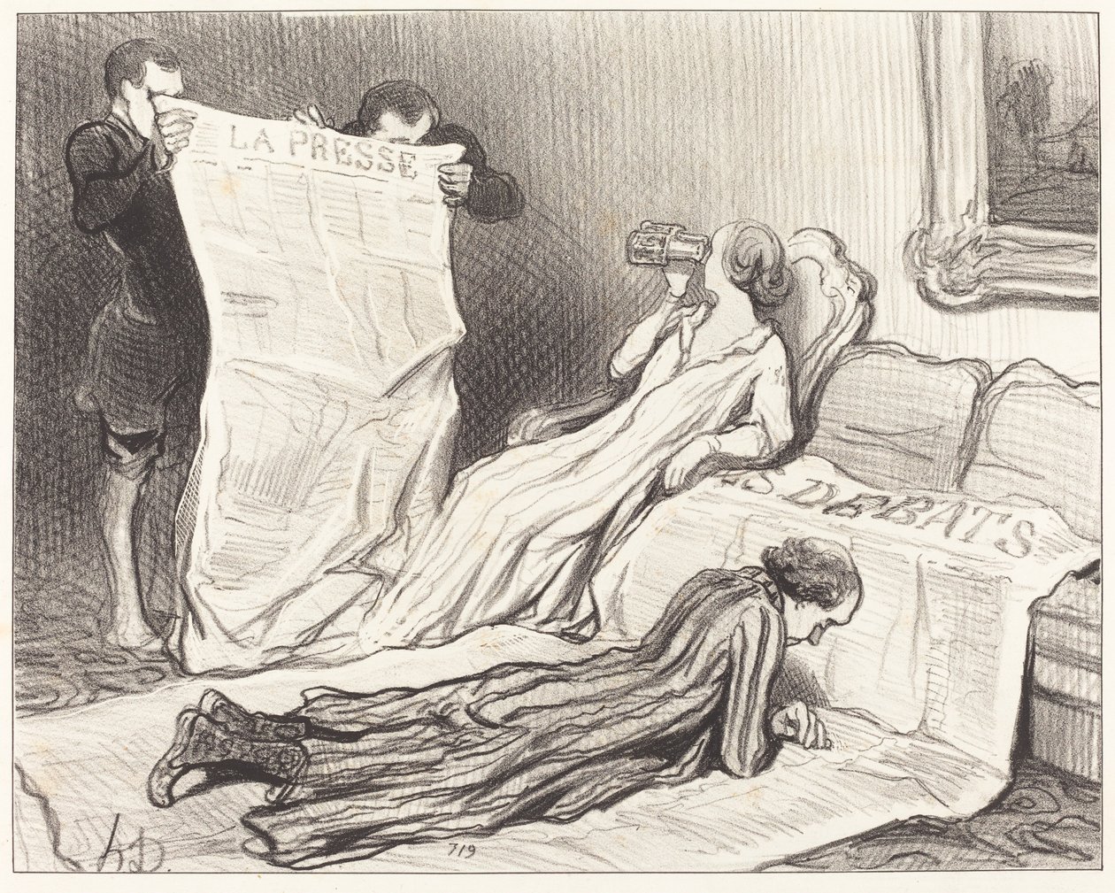Subscribers Receiving Their Newspaper... by Honoré Daumier