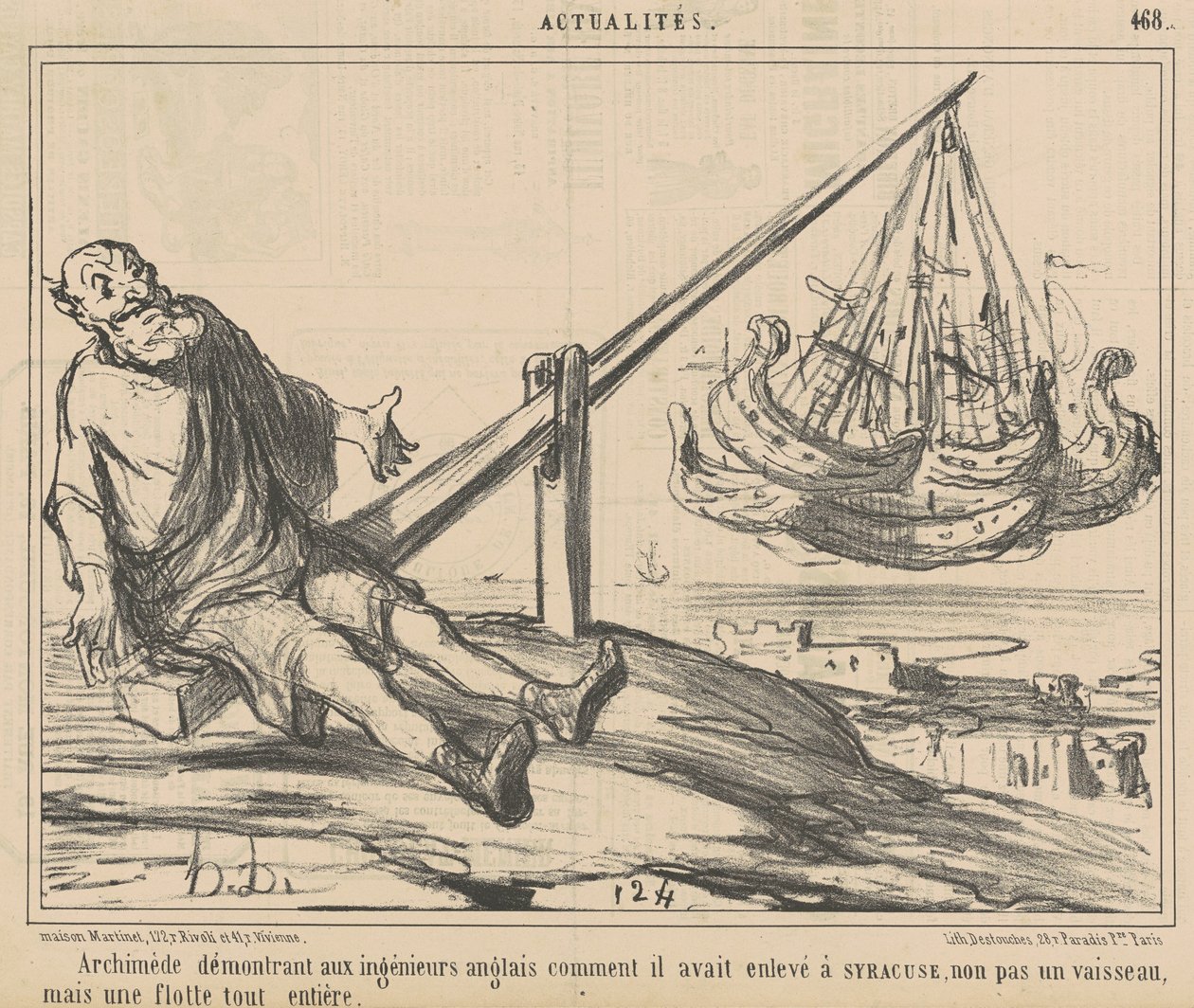 Archimedes Demonstrating to English Engineers... by Honoré Daumier