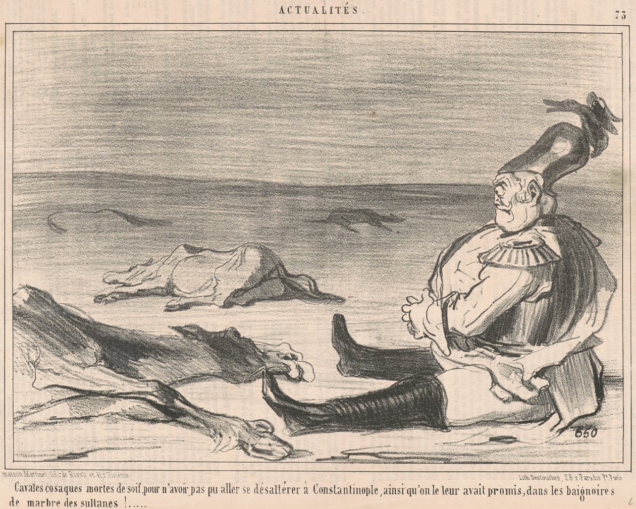 Cossack Horses Dead from Thirst... by Honoré Daumier