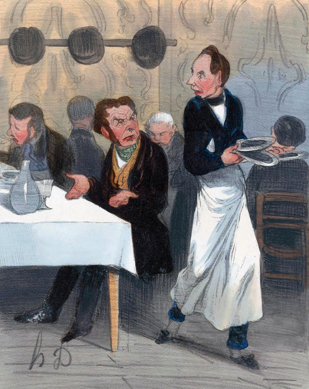 Complaining customer in restaurant by Honoré Daumier