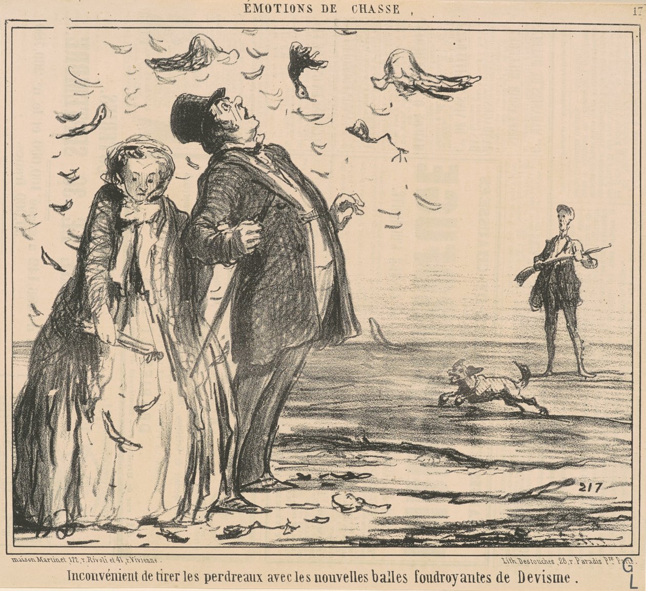 The Inconvenience of Shooting Partridges by Honoré Daumier