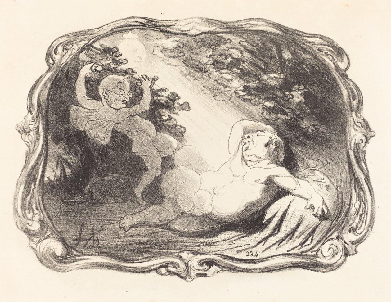 The Sleep of Endymion-Berryer by Honoré Daumier