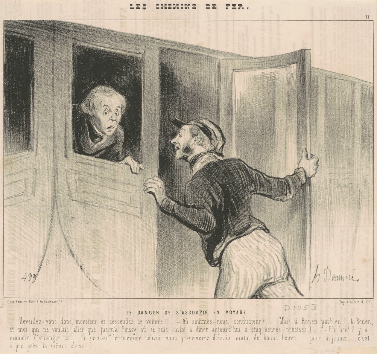 The Danger of Falling Asleep While Traveling by Honoré Daumier