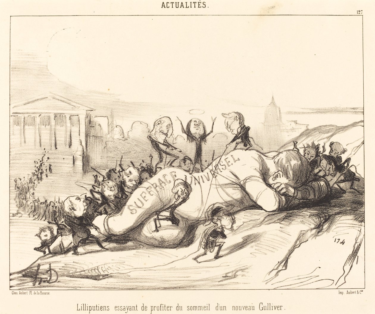 Lilliputians Trying to Take Advantage of Sleep... by Honoré Daumier