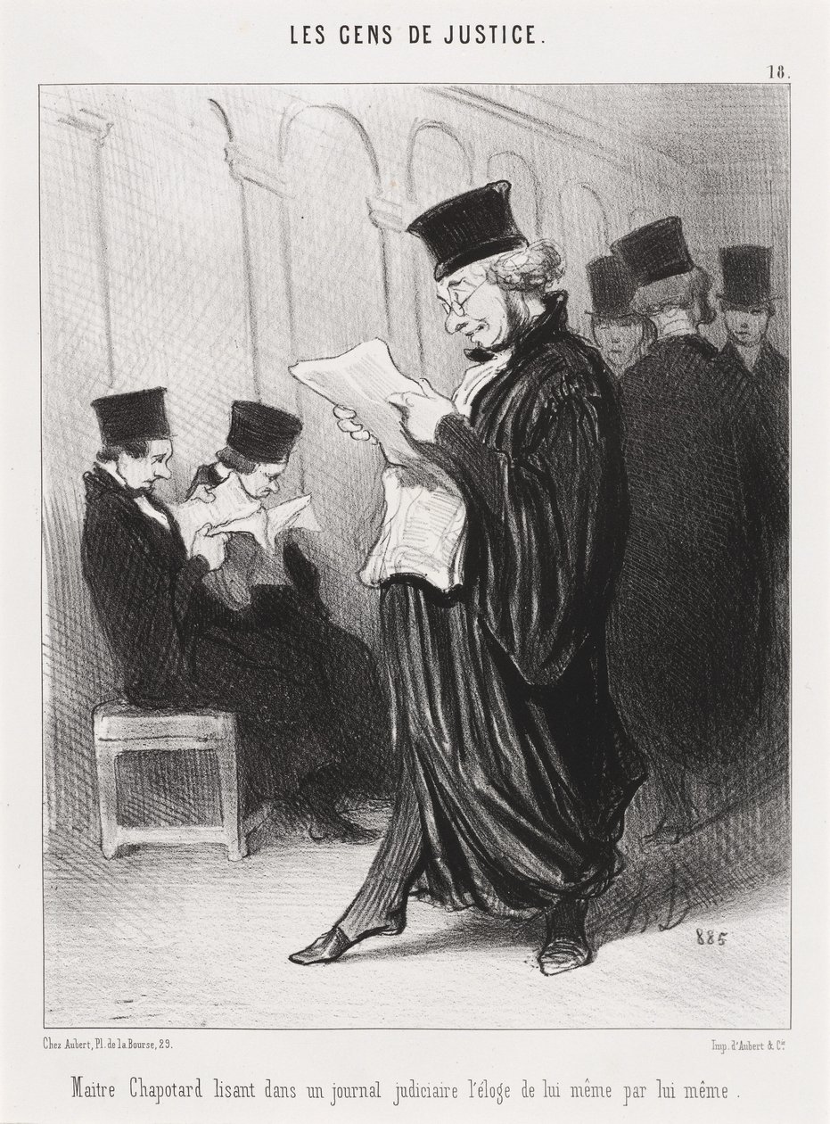 Maitre Chapotard Reading... His Own Praise... by Honoré Daumier
