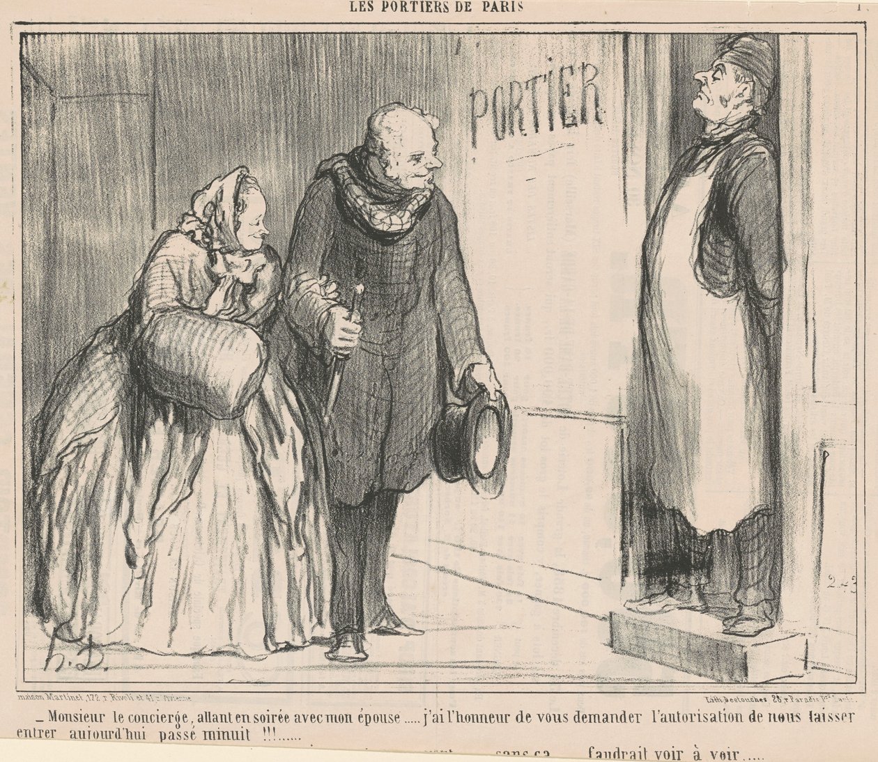 Mr. Concierge, going to the evening by Honoré Daumier
