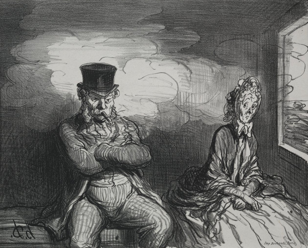 On the Train: A Pleasant Companion by Honoré Daumier