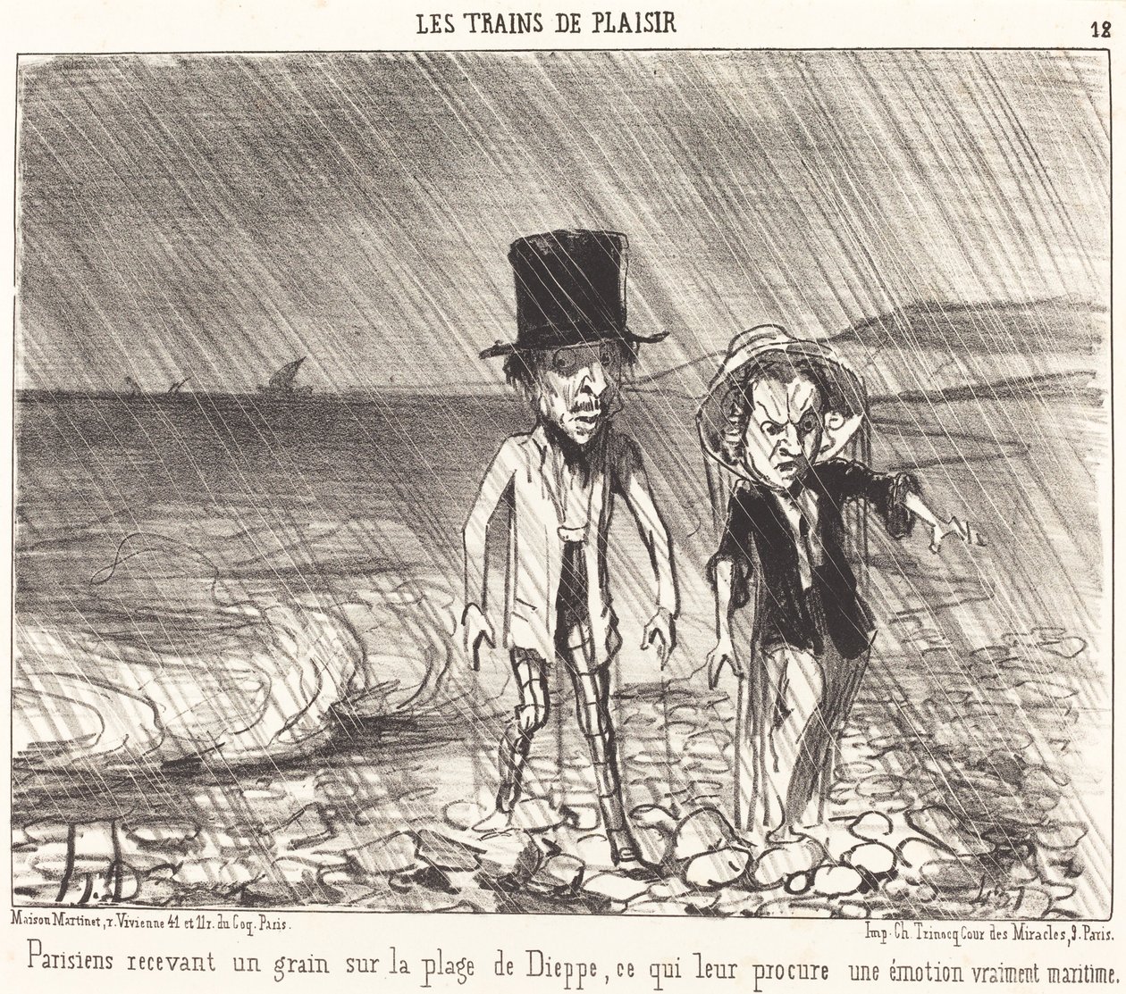 Parisians Receiving a Shower... by Honoré Daumier
