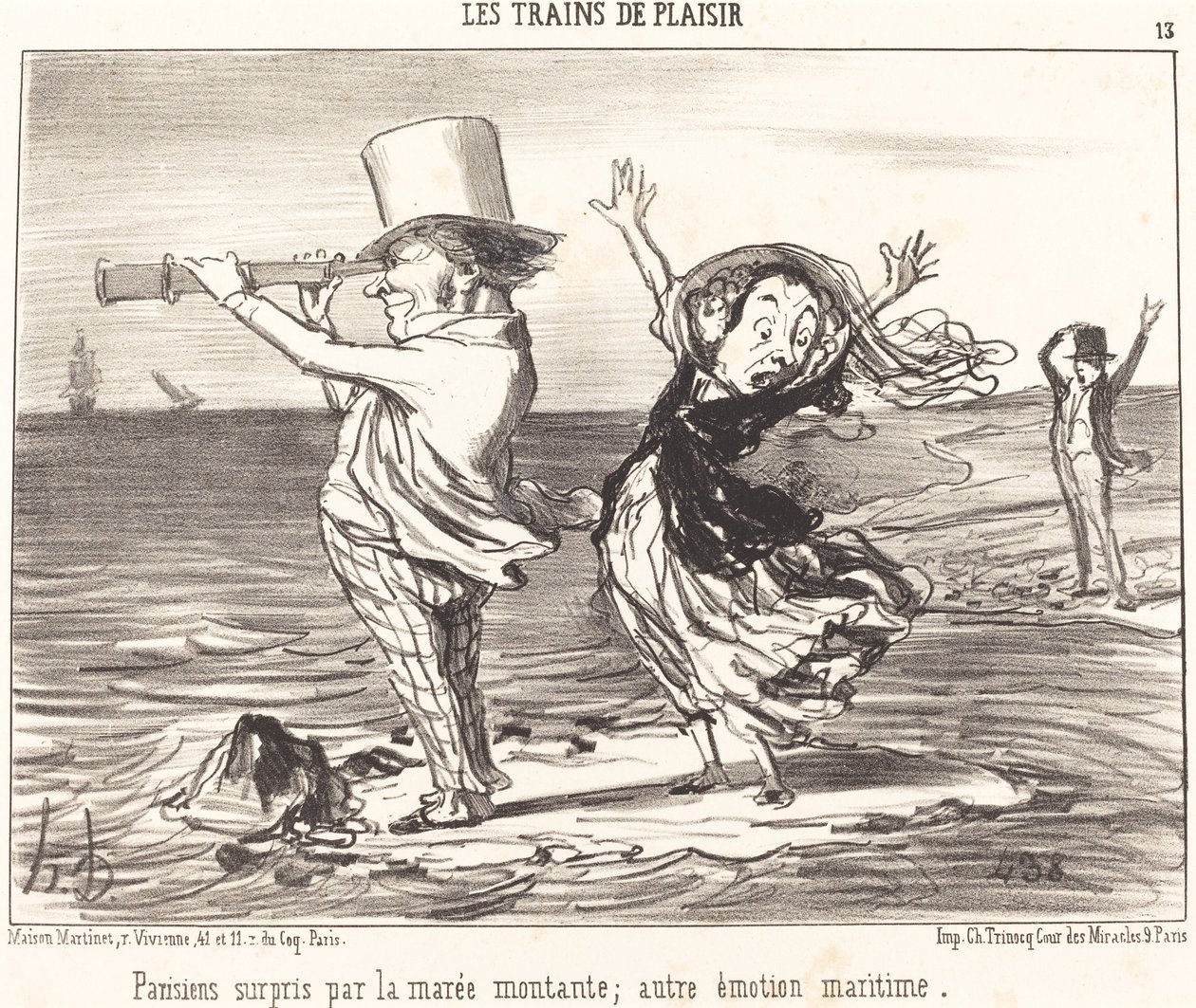 Parisians Surprised by the Tide by Honoré Daumier
