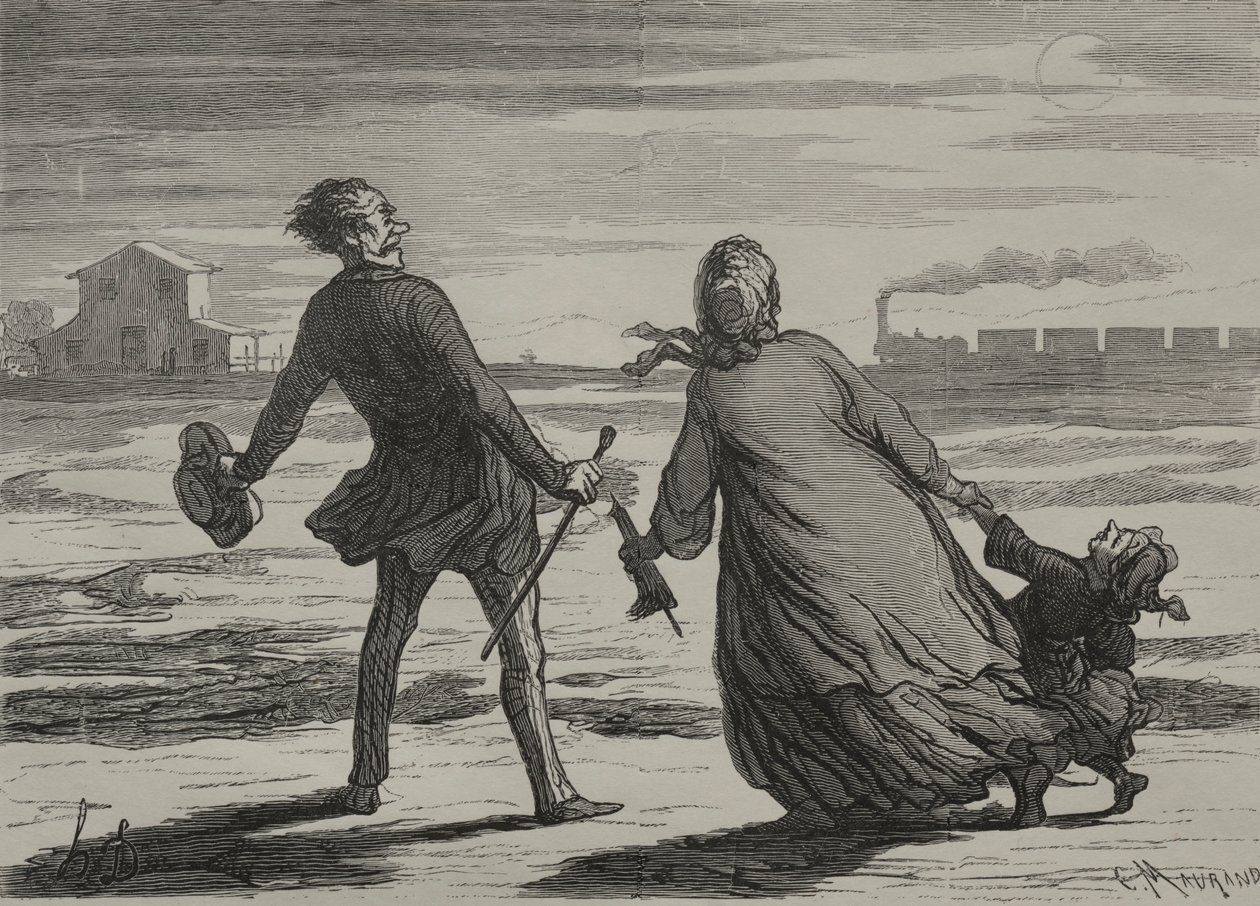 The Railway: Too Late by Honoré Daumier
