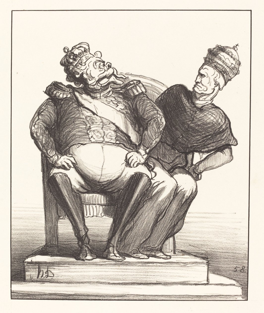 Too Tight for Two by Honoré Daumier