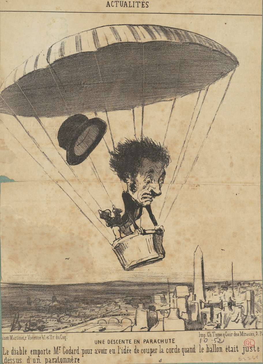 A Parachute Descent by Honoré Daumier