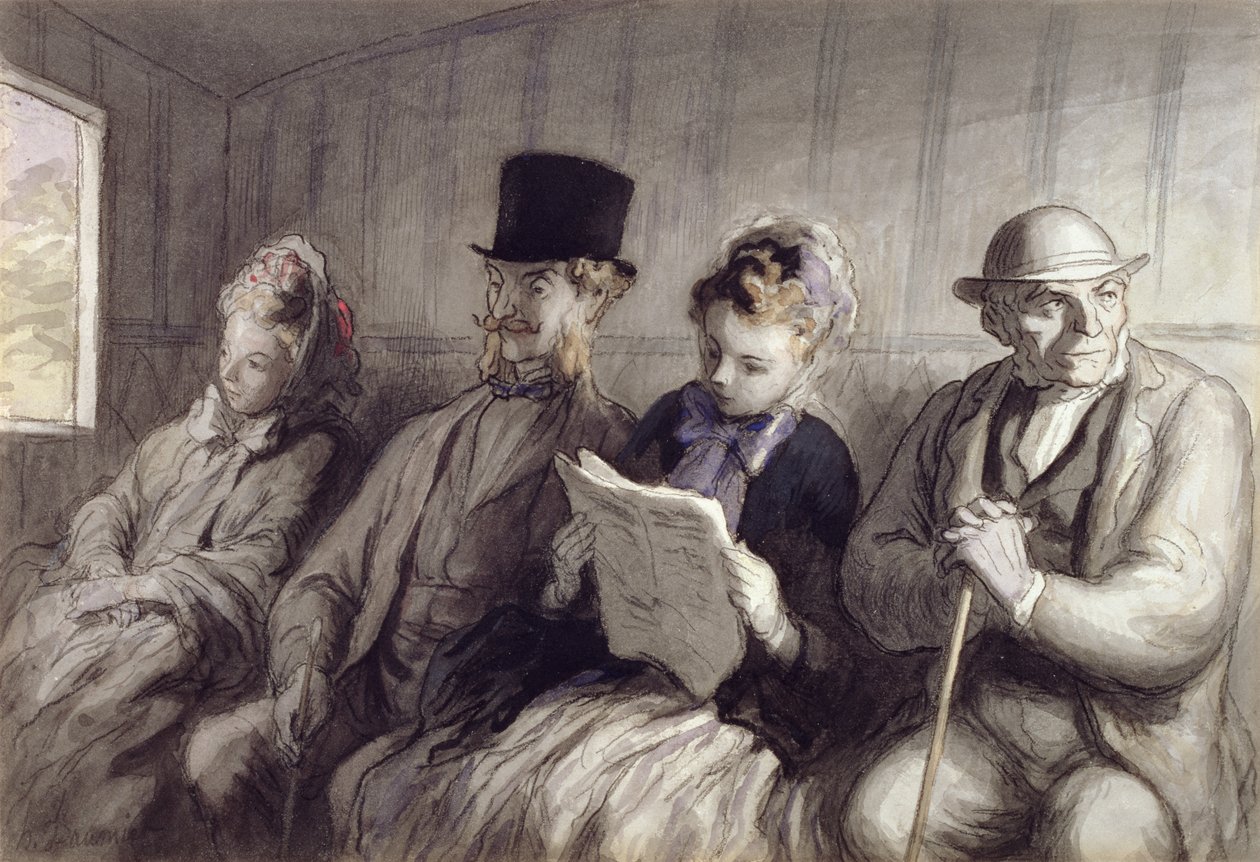 The First Class Carriage, 1864 by Honoré Daumier