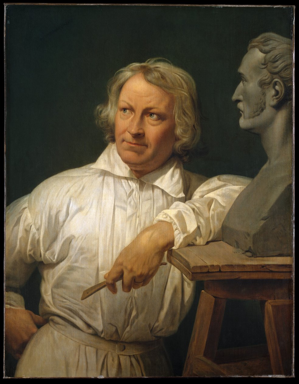 Bertel Thorvaldsen with the Bust of Horace Vernet by Emile Jean Horace Vernet