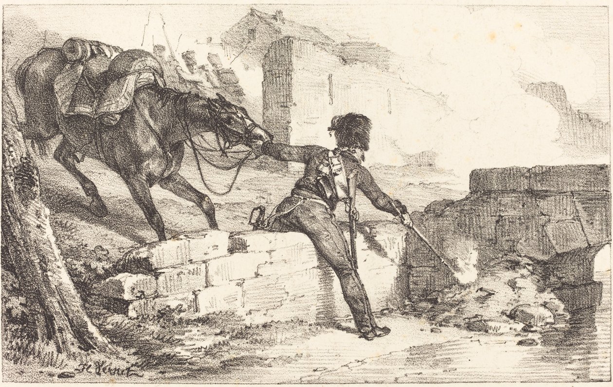 Artilleryman Lighting a Mine by Emile Jean Horace Vernet