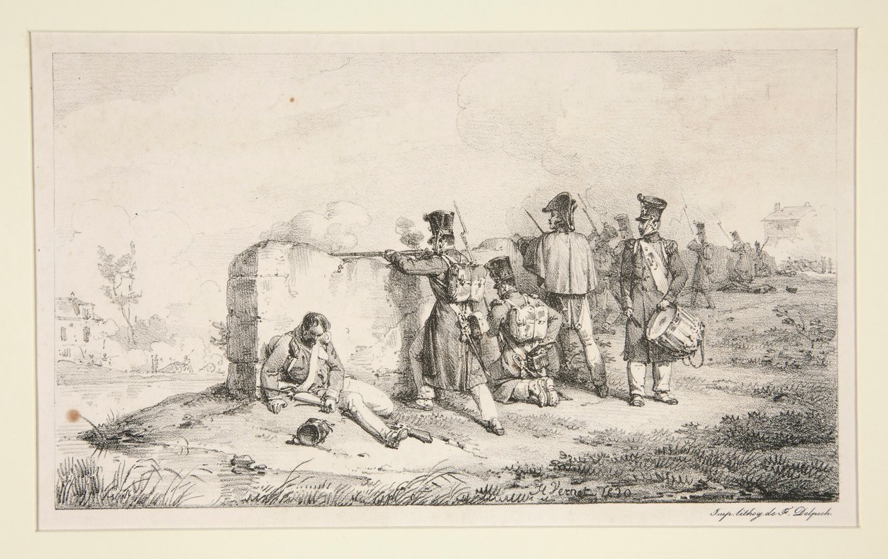 Soldiers in Skirmish Formation by Emile Jean Horace Vernet