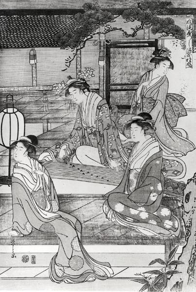 Woman playing the Koto by Hosoda Eishi