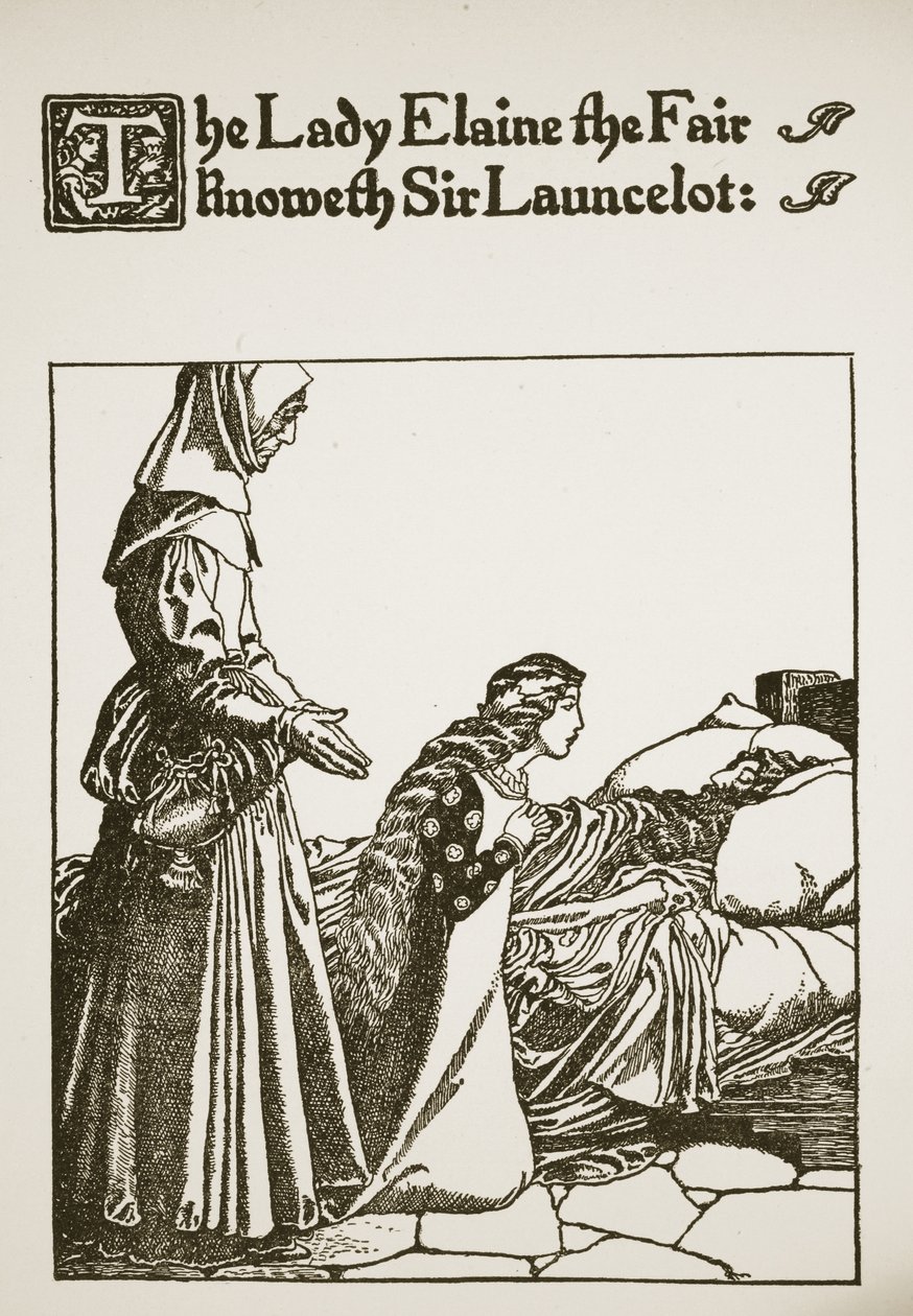 The Lady Elaine the Fair knoweth Sir Launcelot, illustration from 