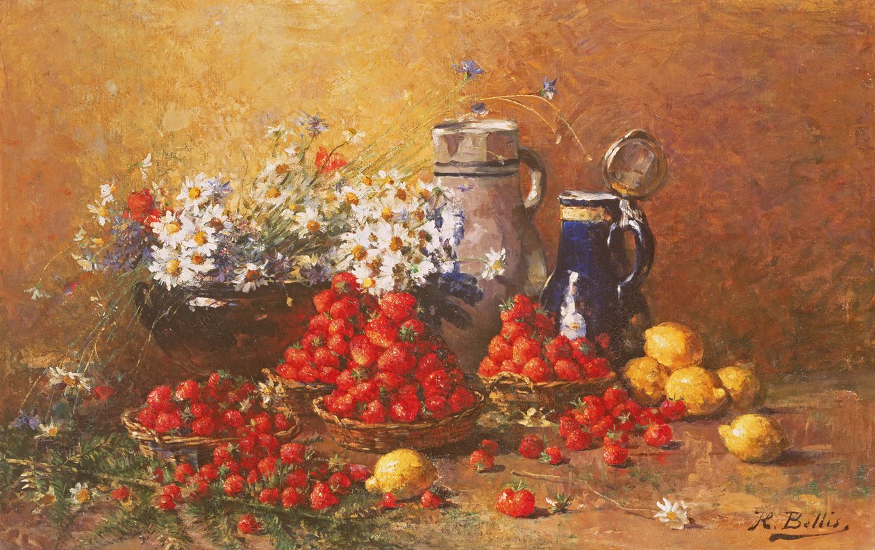 Still Life of Flowers and Fruit by Hubert Bellis