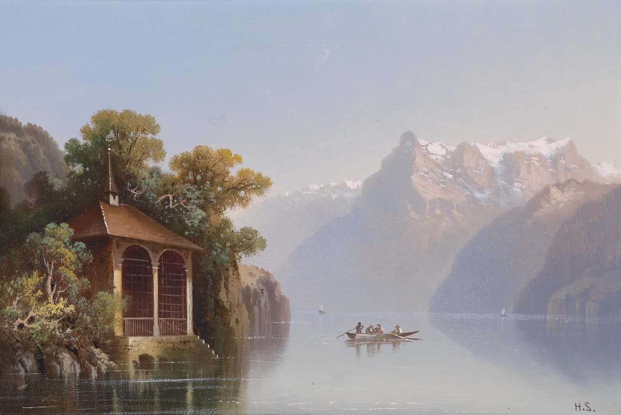 View of Chillon Castle on Lake Geneva by Hubert Sattler