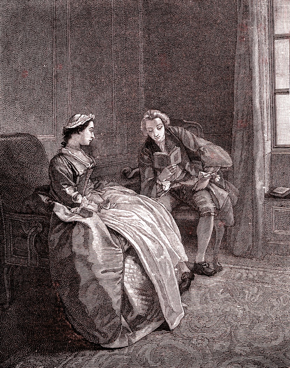 A Gentleman Reading in 18th Century by Hubert Francois Gravelot