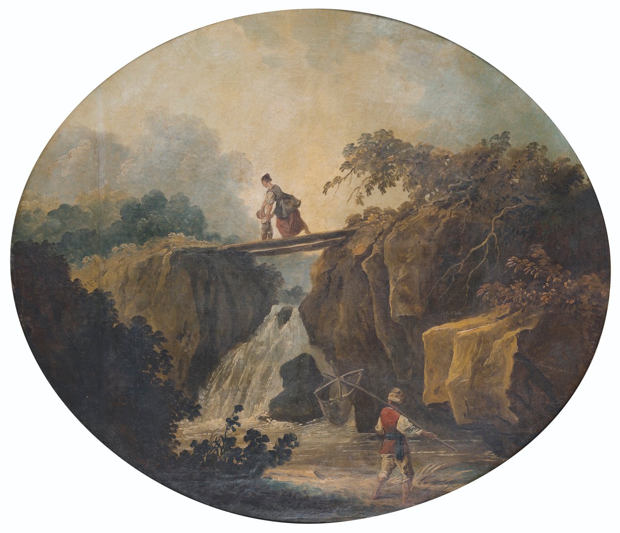Landscape with Waterfall and Bridge by Hubert Robert