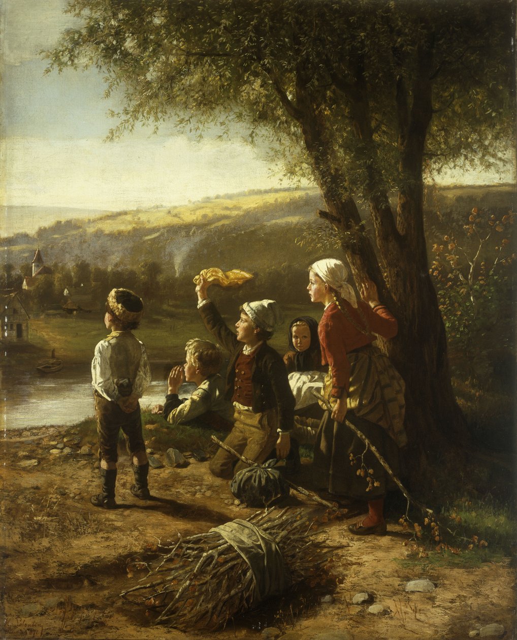 Calling for the Ferry, 1871 by Hubert Salentin