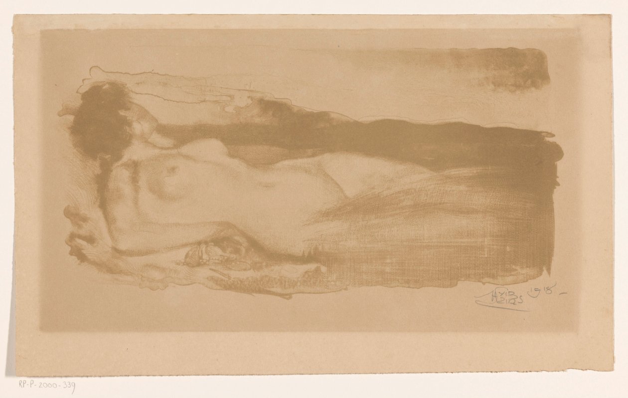 Reclining Nude Woman by Huib Luns (signed by artist)