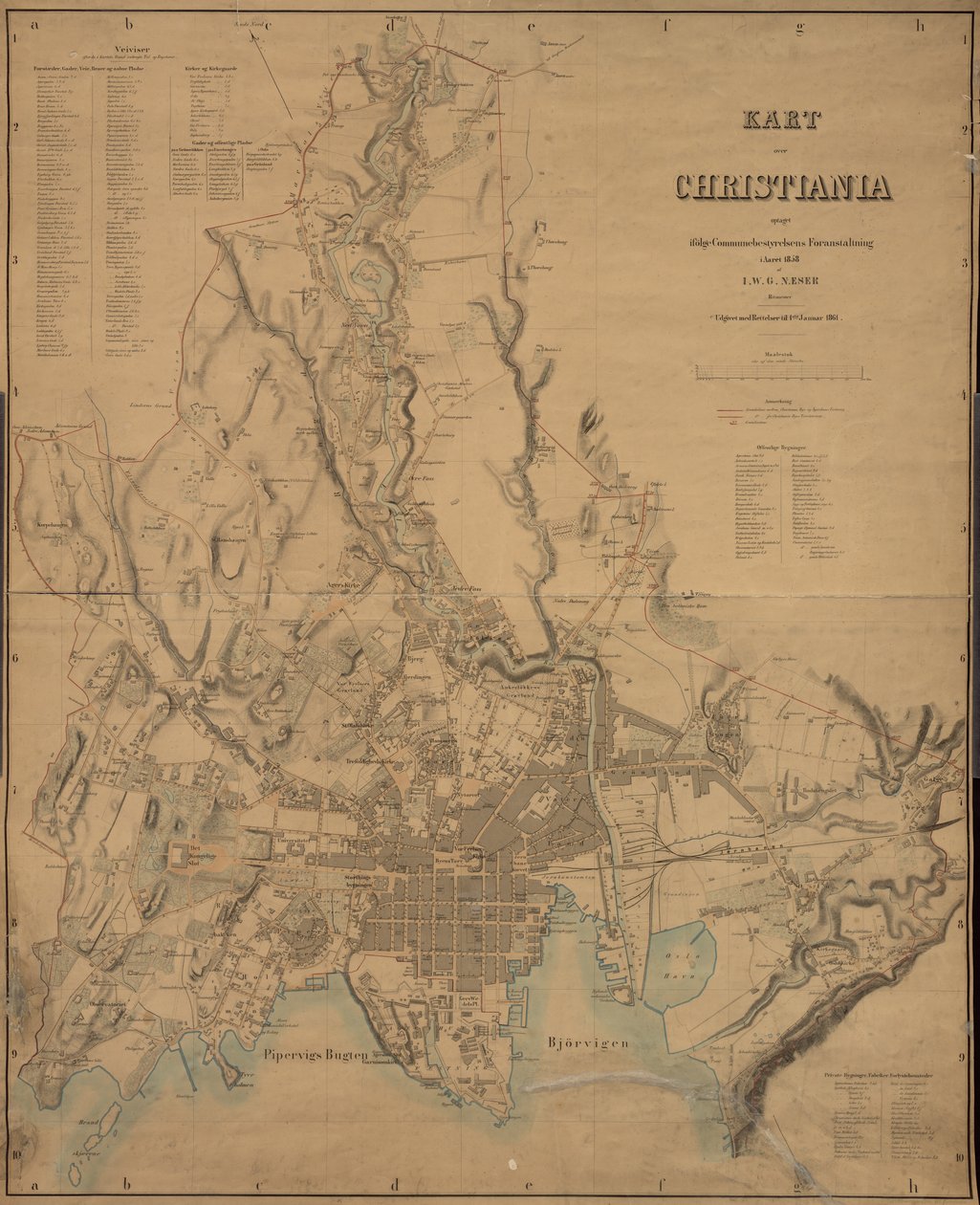 Map of Christiania by I.W.G. Næser