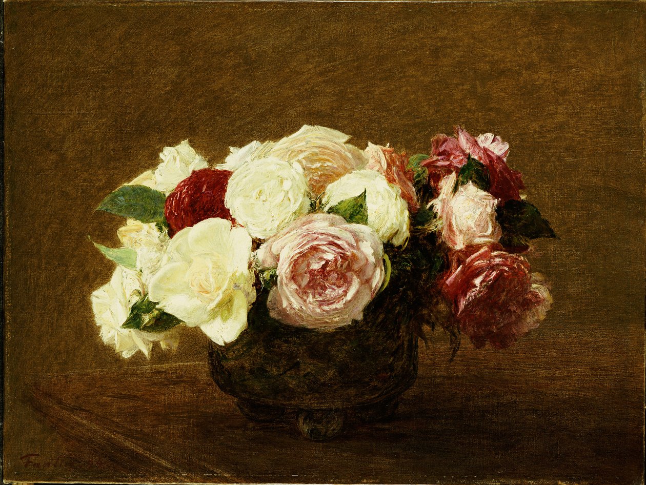 Roses by Ignace Henri Jean Fantin Latour