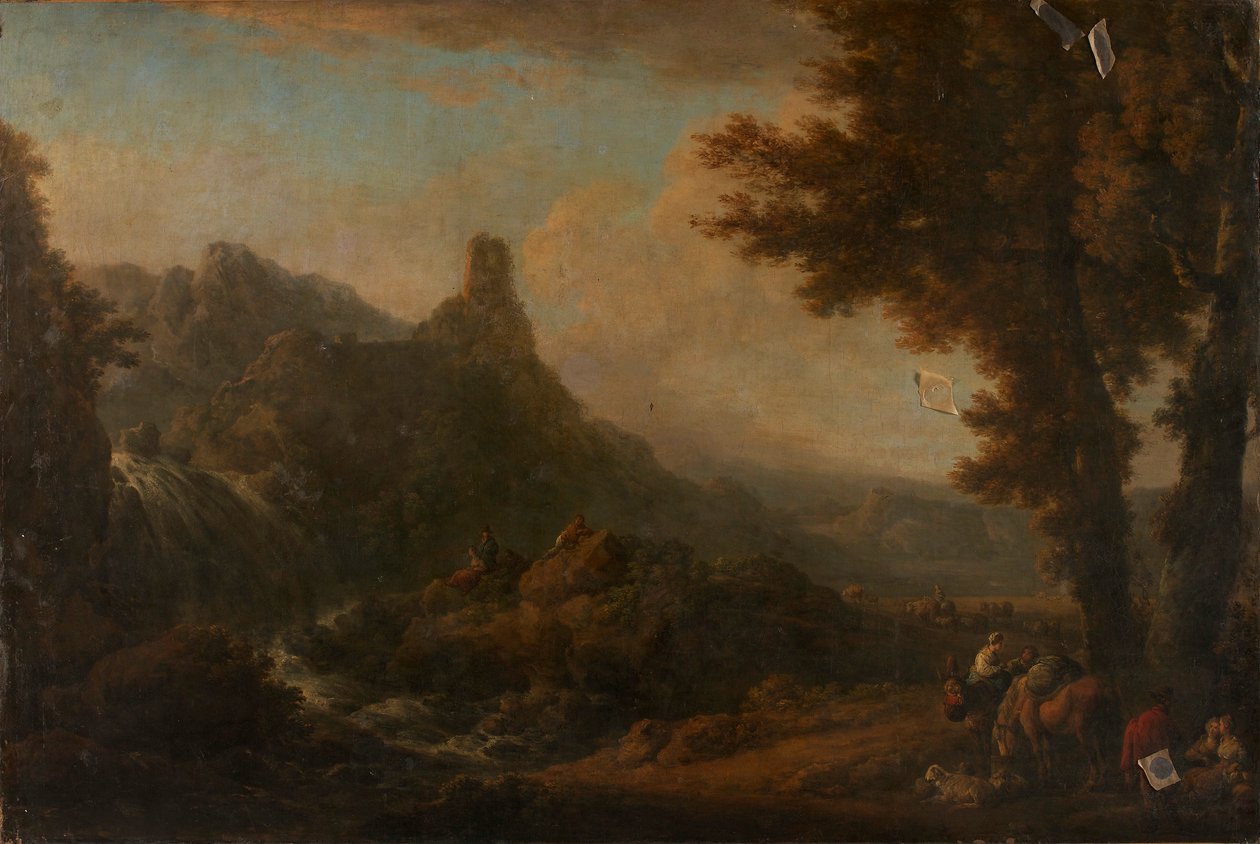 Landscape with Waterfall by Ignaz Du Vivier