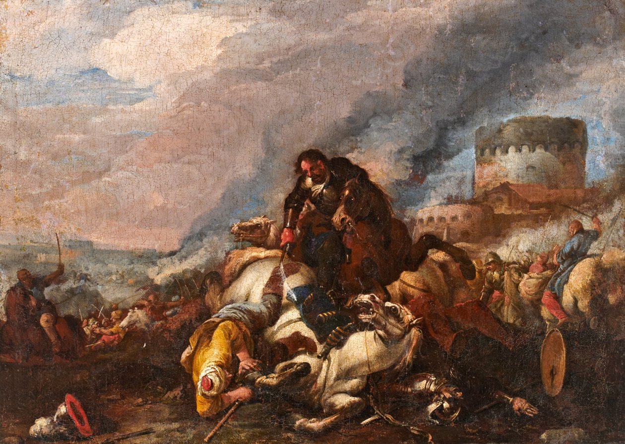 Battle between Knights and Turks by Il Borgognone