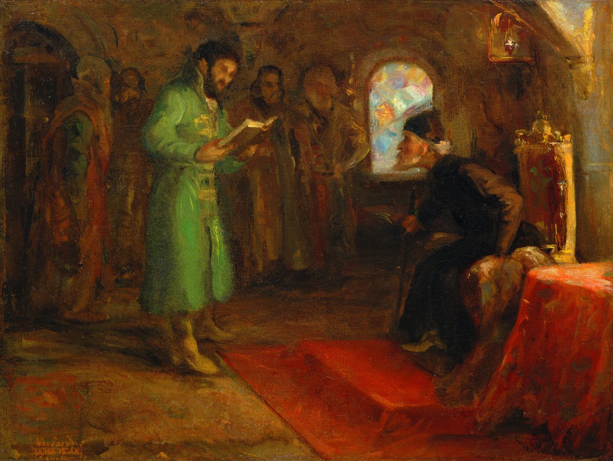 Boris Godunov with Ivan the Terrible by Ilya Efimovich Repin